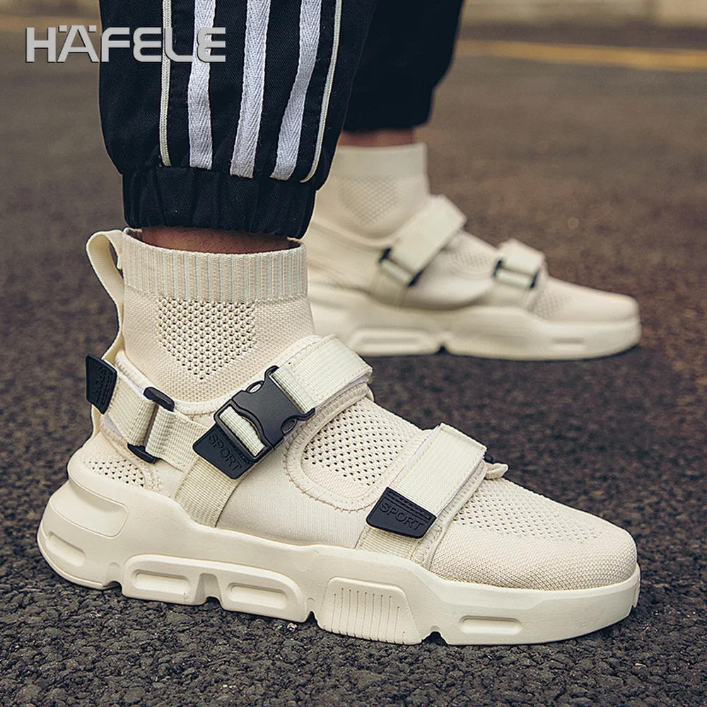 

HAFELE Men's Fashion Sock Sneakers,Stretch-Knit Sports Shoes,Breathable Casual Buckles Closures Slip-on Skateboarding Shoes