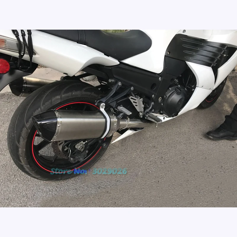 ZX14R ZZR1400 полный системы слипоны для Kawasaki ZX 14R мотоцикл глушитель со средним звеном наклейка на трубу углерода