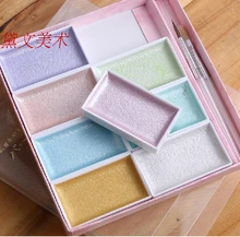 8 Farben Voller Leben Feine Aquarell Wasser Feste farbe mit Perle Farbe Travel Kit Wasser Farbe Malen Set für Kinder Geschenk
