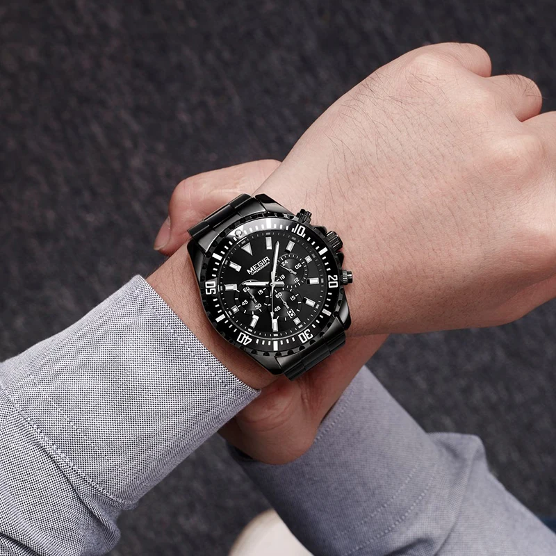 MEGIR брендовые деловые кварцевые часы для мужчин Relogio Masculino армейские военные часы из нержавеющей стали наручные часы с хронографом 2064