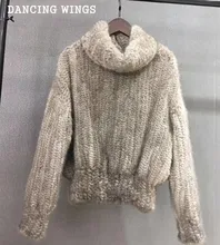 High Quality Women Winter Knitted Real Mink Fur Coat Ladies Natural Fur Jacket Winter Overcoat