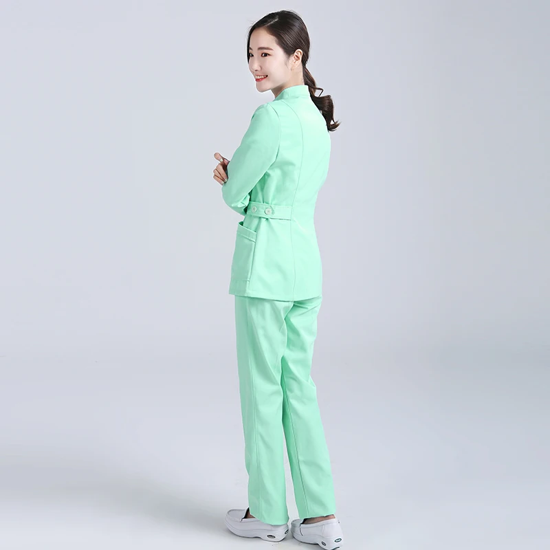 Медицинский лабораторный халат женский длинный рукав Спецодежда корейская косметика хирургическая распродажа униформа для салонов красоты аптека одежда