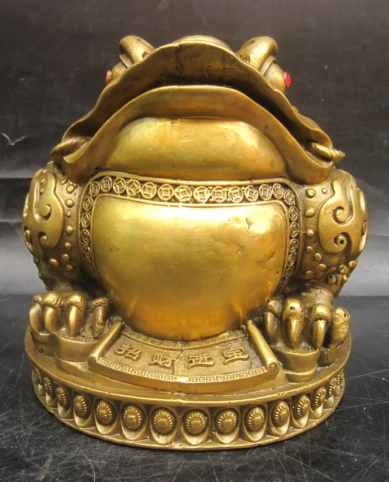 

wholesale bronze factory Large toad feng shui decoration copper crafts ingot toad