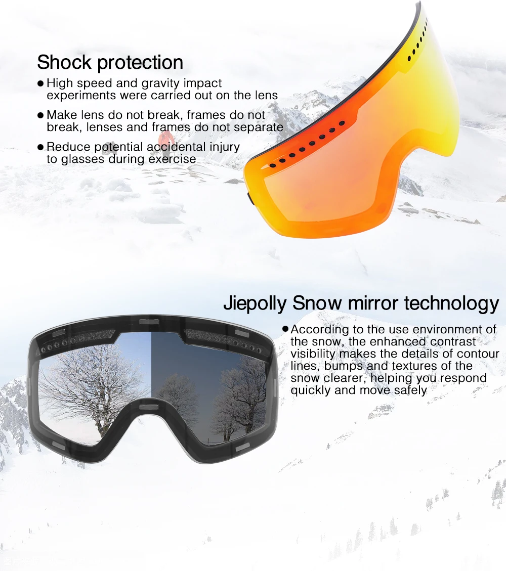 Jiepolly магнитные лыжные очки Брендовые зимние снежные спортивные сноубордические очки Анти-туман УФ Защита снегоход сферическая Лыжная маска