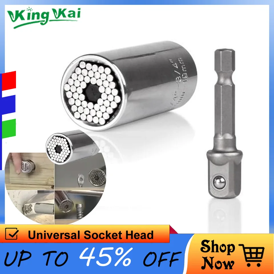

Universal Torque Wrench Head Set Socket Sleeve 7-19mm Power Drill Ratchet Bushing Spanner Key Magic Multi Hand Tools