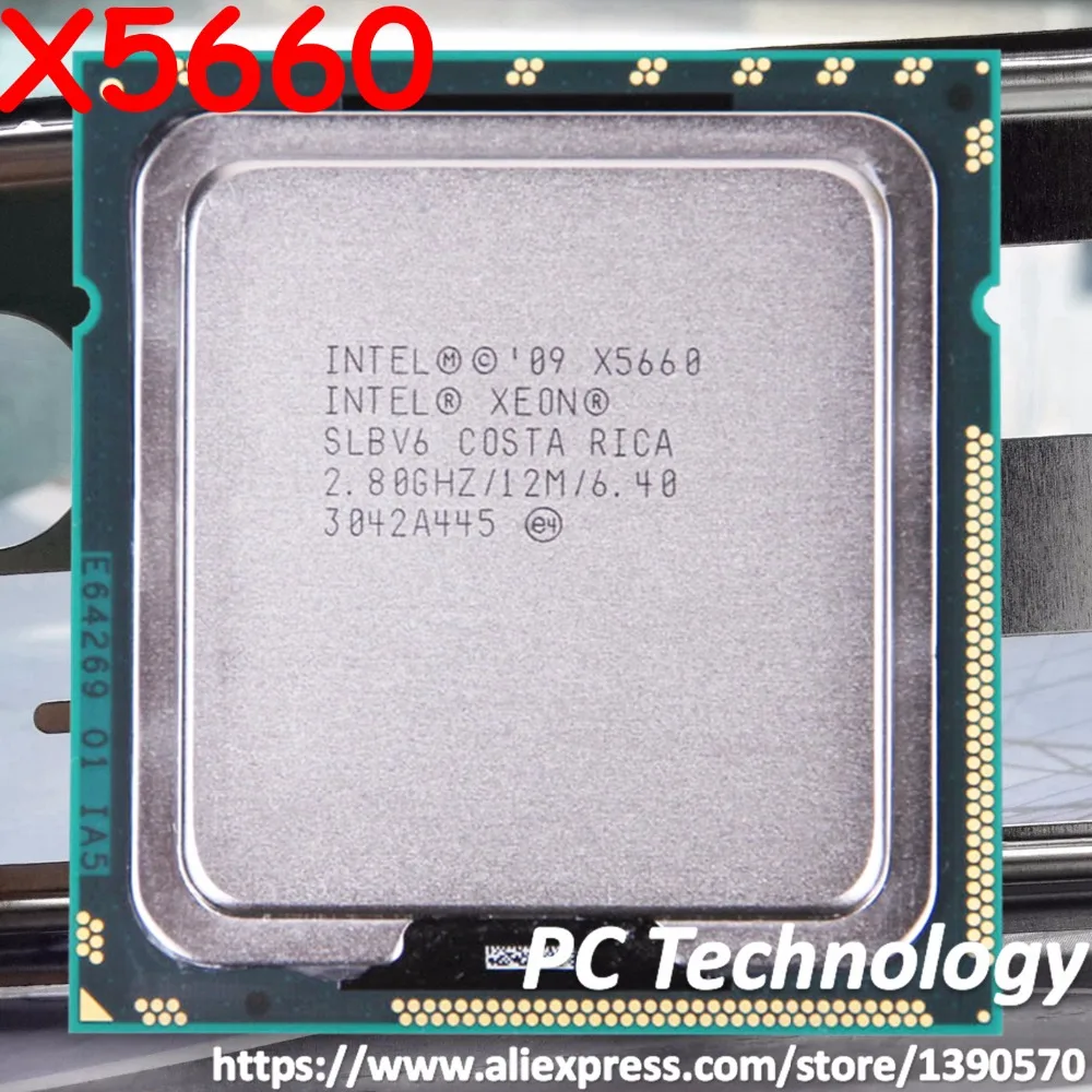 Matched pair Intel Xeon x5660 2.8ghz 12m 6 Core 1333mhz SLBV 6 CPU Processore 