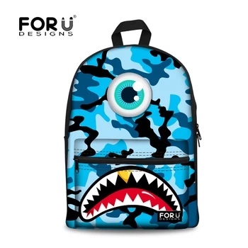

FORUDESIGNS Camouflage 3D Shark Children Shoulder Backpack Casual Travel Backpacks for Teenage Boy Mochilas Rucksack Men Bagpack