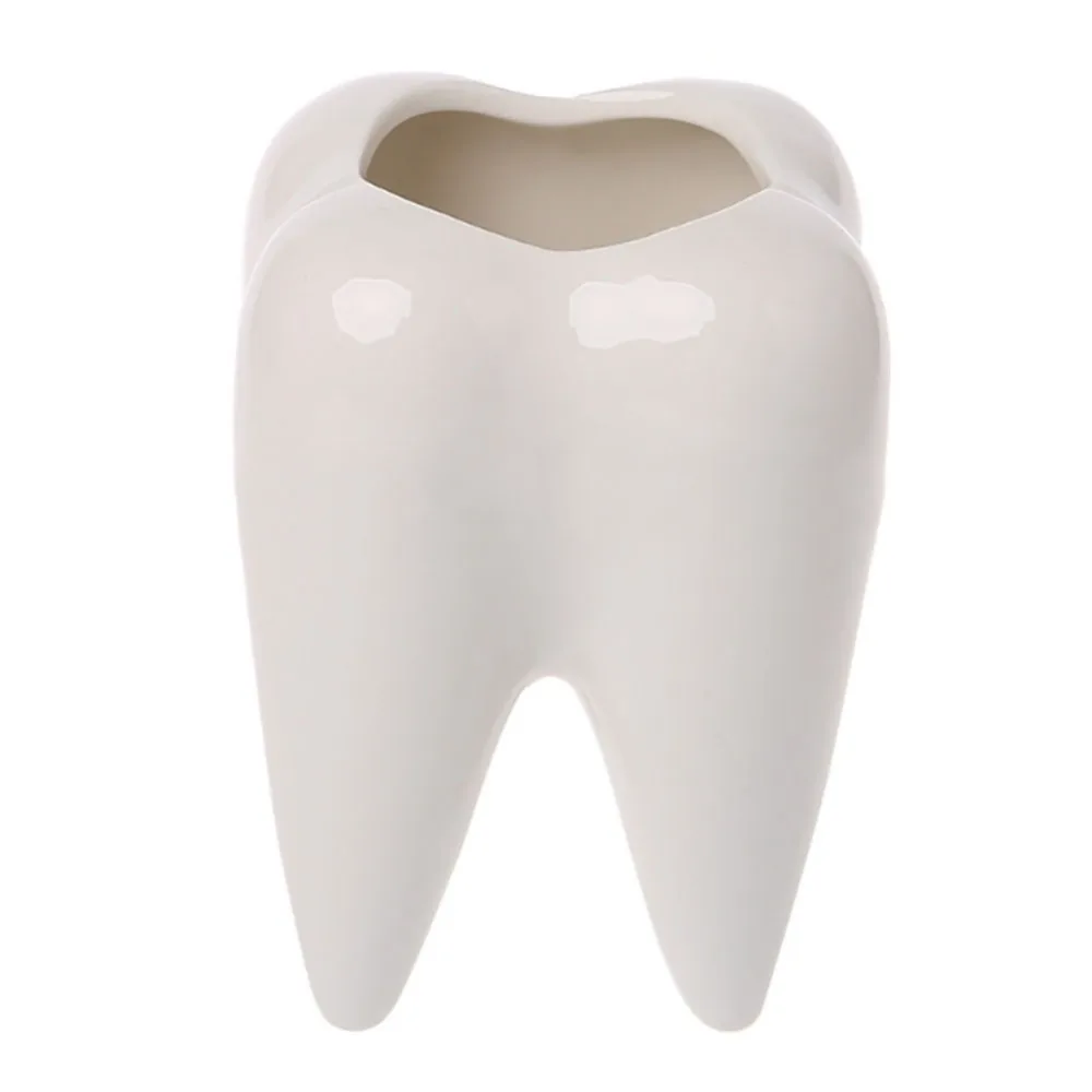 1 шт. зуб Форма творческий белый Керамика суккулентов цветочный горшок современный дизайн кашпо зубы модель мини настольный горшок подарки