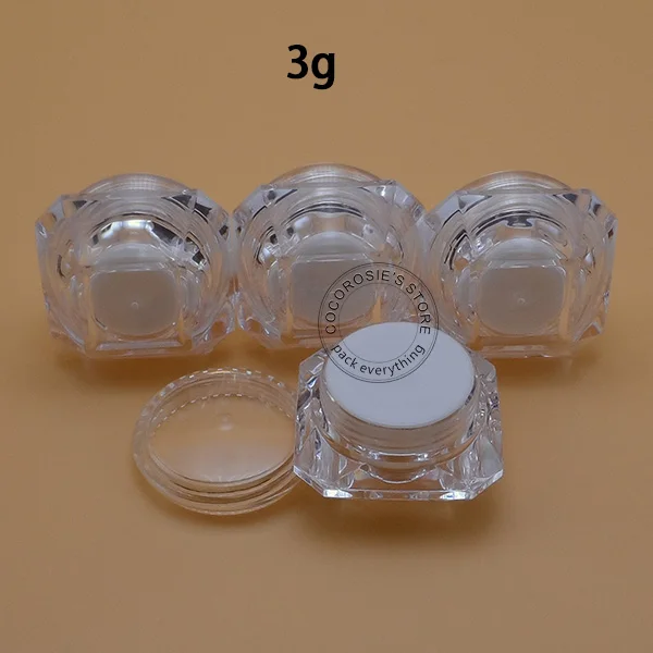 

(100 pieces/lot) 3g jars diamond shape jar Acrylic shiny cosmetic containers empty cream jars elegant Cosmetic jars