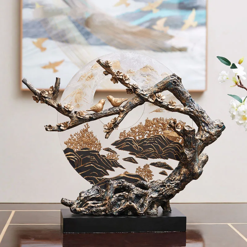 

Blooming Flowers And Full Moon Crafts Creative Nordic Bird Sculpture Decoration Retro Office Living Room Desktop Art Decorations