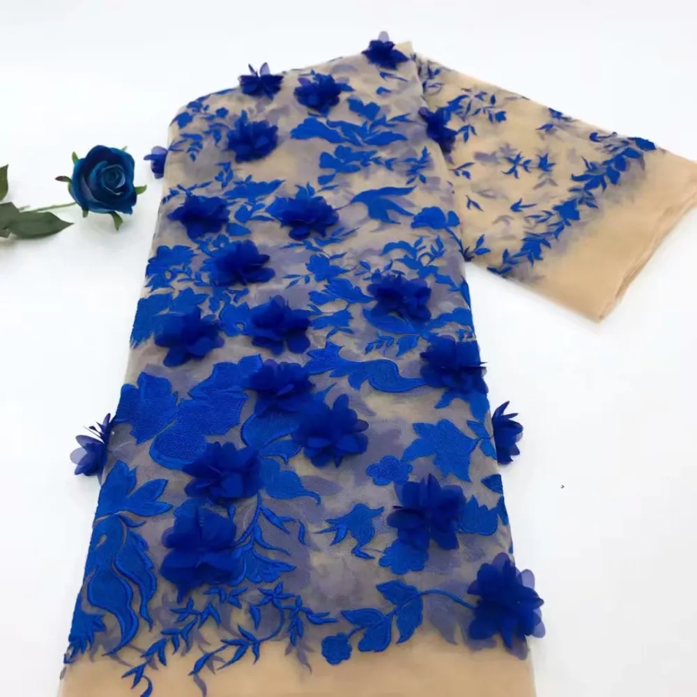 

French lace fabric 5yds/pce dhl 3d hand petals fabrics women gorgeous luxury party event elegant dresses 2019 new design