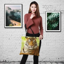 Coustomer двухсторонняя печать Тигры льняная женская большая сумка для покупок Женская тканевая хозяйственная Сумка школьная дорожная сумка