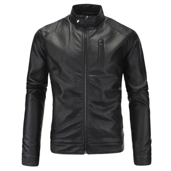 

Free shipping men pu leather jacket 055