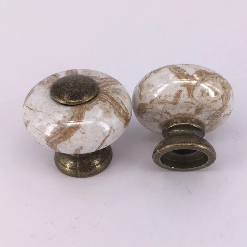 

2PCS DIA 26mm Retro Marble Cracks Ceramic Kitchen Furniture cabinet knob Cupboard Wardrobe Pull Drawers Handle