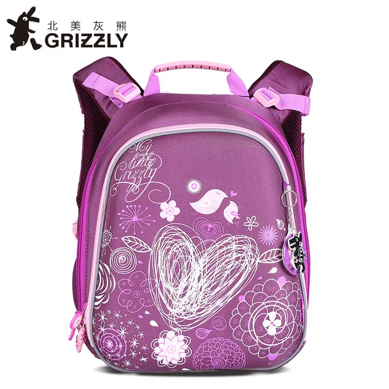 GRIZZLY новые модные школьные сумки с героями мультфильмов для девочек ортопедические водонепроницаемые Рюкзаки для начальной школы для детей 1-4 класса - Цвет: RA54341