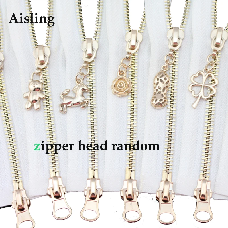 

NEW Airrval Metal Zipper White Fabric Gold Teeth Double Zipper Sliders 110cm Zipper For Sewing Clothes Materials.D379