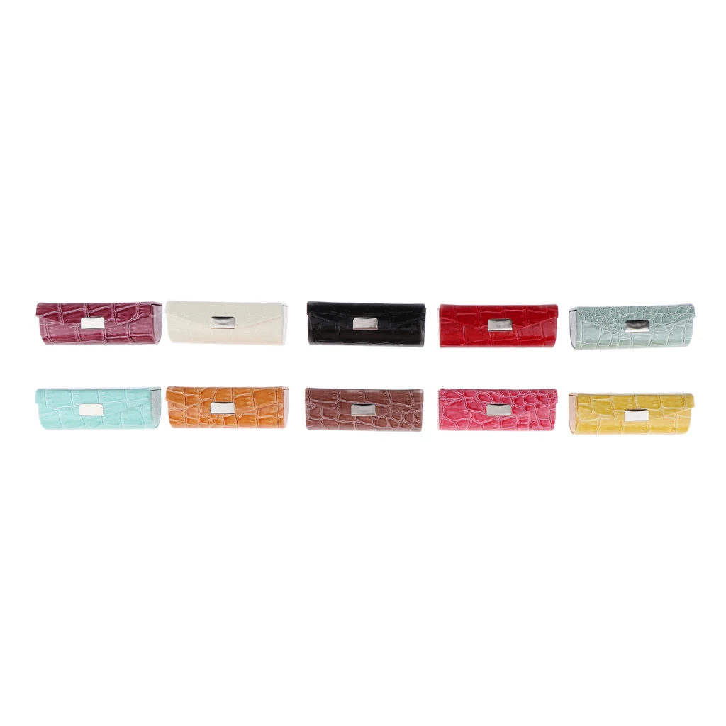 Multifunctional portable Leather Lipstick Case Holder Storage Box With Mirror For Purse Small Jewel