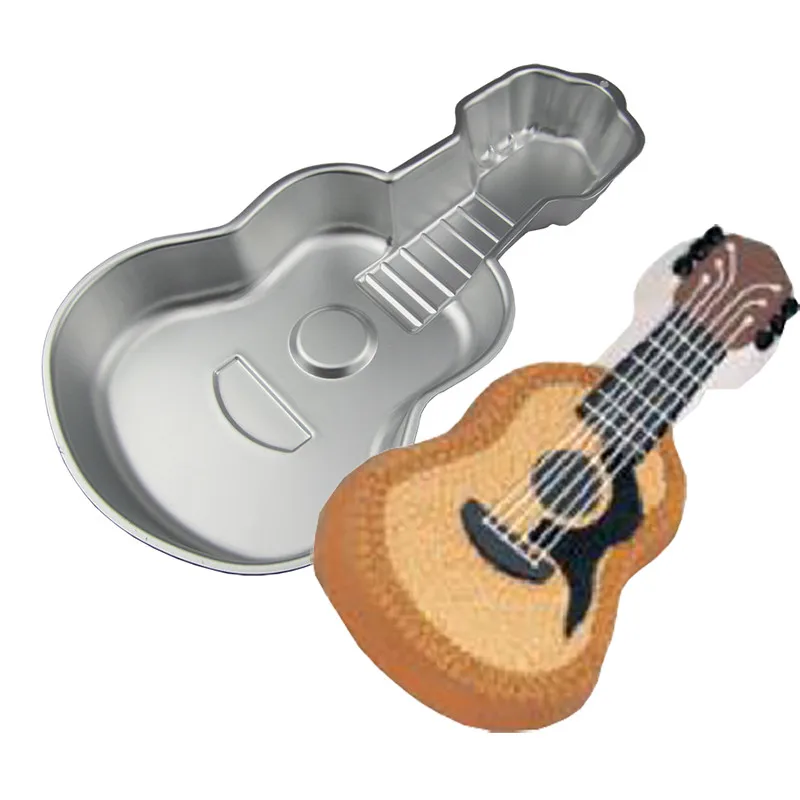 DIY Cake Bakeware Tools Music Guitar Shape Cake Pan Metal Cake Mold Decorating Aluminum Alloy Fondant Cake Mould Baking Pan6