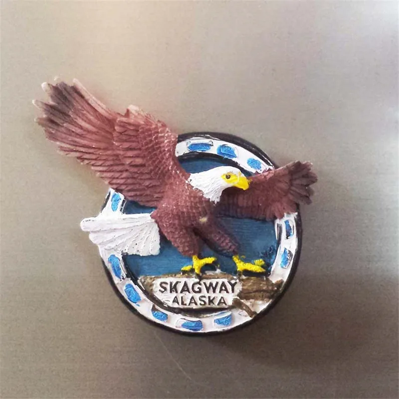 

Alaska Eagles Pattern Refrigerator Sticker USA Landscape Fridge Magnets Home Decor Gifts Wholesales Drop Shipping