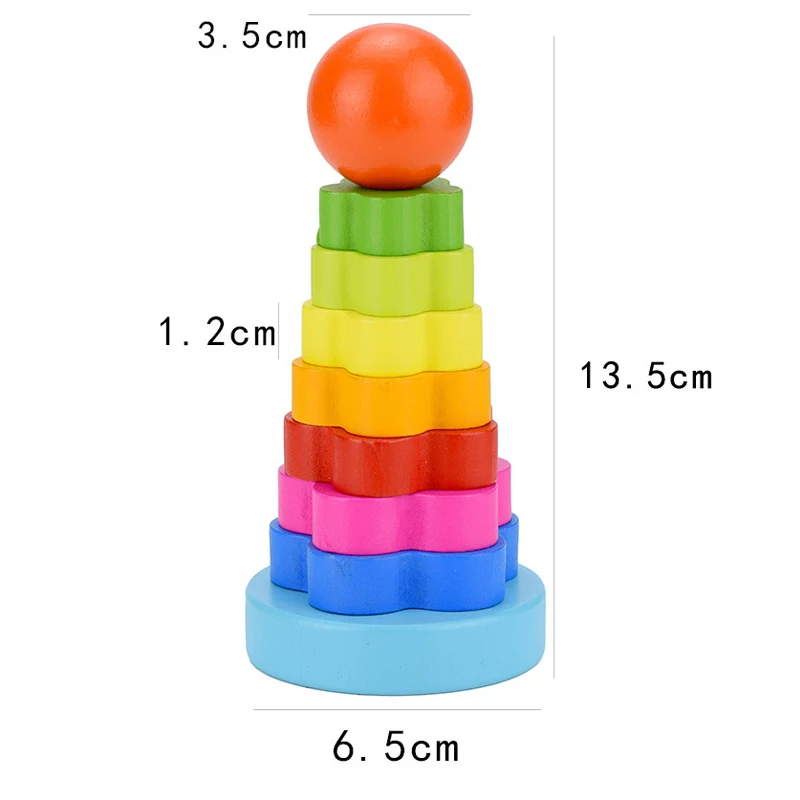 Baby Montessori Materials Wooden Toy Kids Flower Stack Tower Educational Toys Designer For Children Color Sorters For Babies