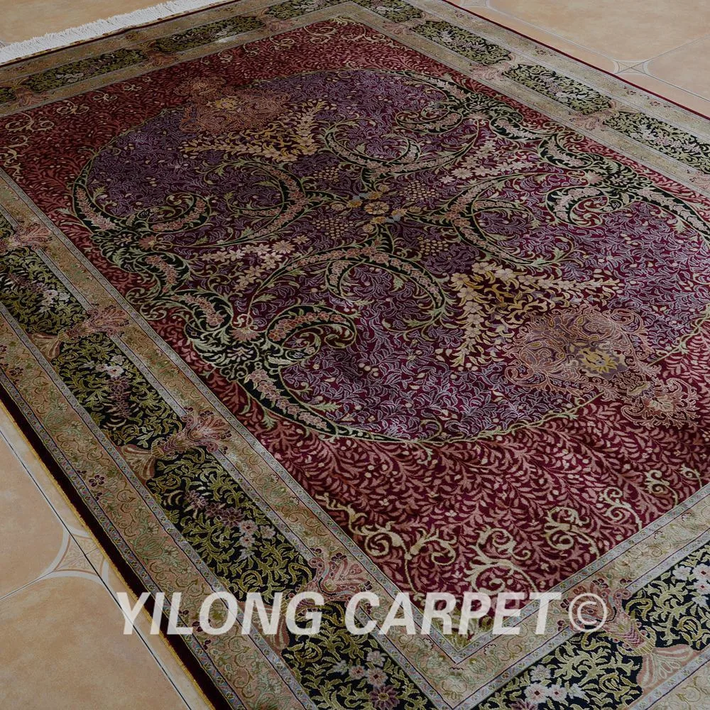 Yilong 5,5 'x8' персидский ковер прямоугольник vantage красный ручной работы чистые шелковые коврики(0789