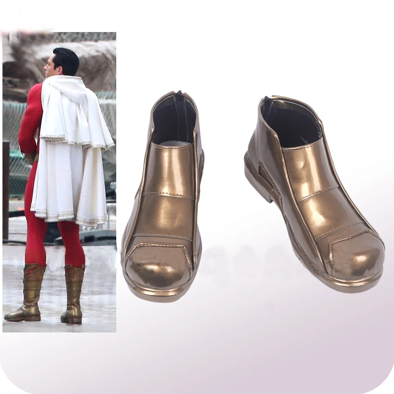 

DC Justice League Captain Marvel Billy Batson Shazam Cosplay Shoes Boots Halloween Carnival Cosplay Costume Accessories