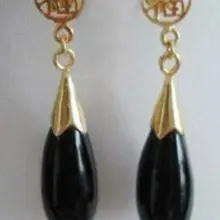 Высокое качество, прекрасный подарок Для женщин Красивые с черными камнями lucky покрытием в виде капель с кристаллами в форме Для женщин ювелирные изделия