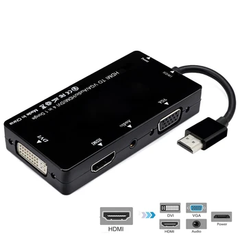 

Zihan HDMI to VGA/Audio/HDMI/DVI 4in1 Dongle Adapter Multiport Splitter Converter For PS3 HDTV PC Monitor Projector