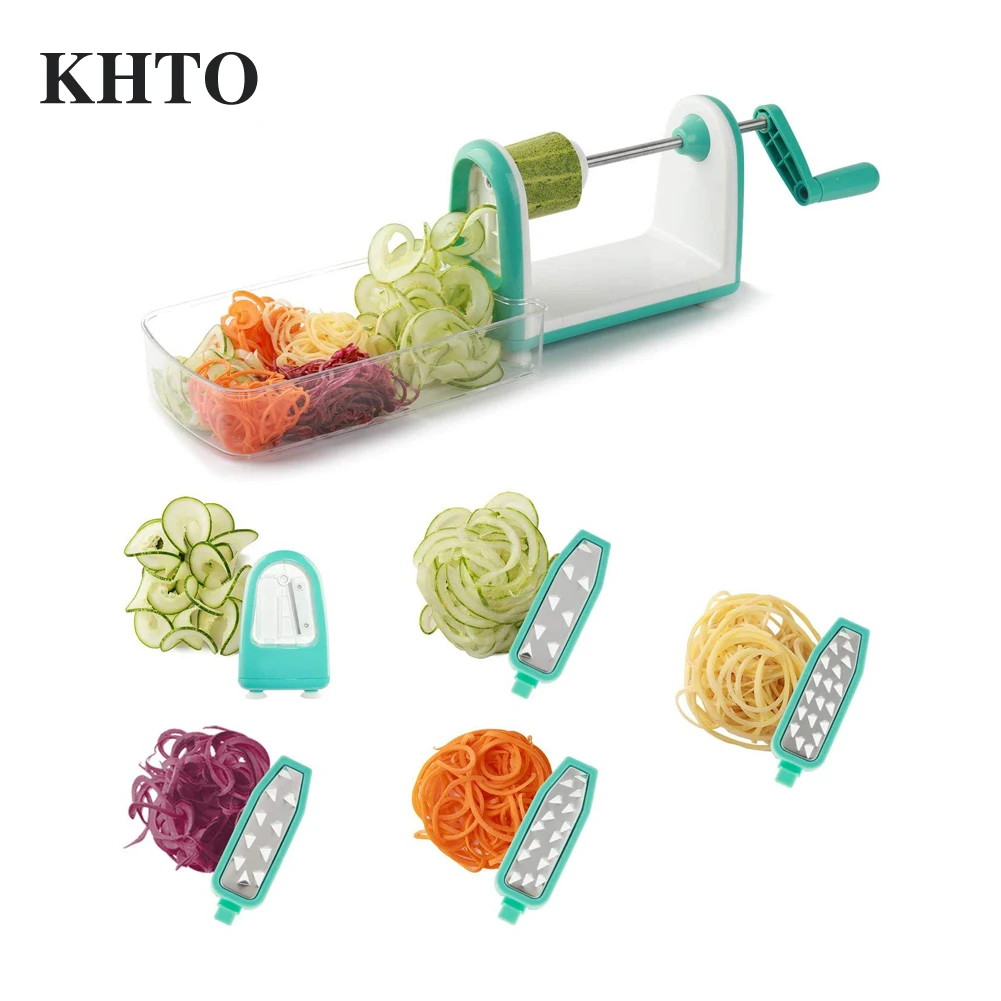 KHTO Piralizer Vegetable Slicer 5 Blade 6 into 1 Spiral Slicer Veggie