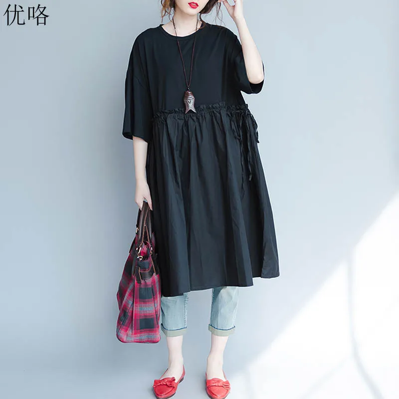 

Plus Size 4XL 5XL 6XL 7XL 8XL 9XL Summer Shirt Dress Women Cotton Big Size Pleated Dress Casual Loose Long Dresses Female 2019