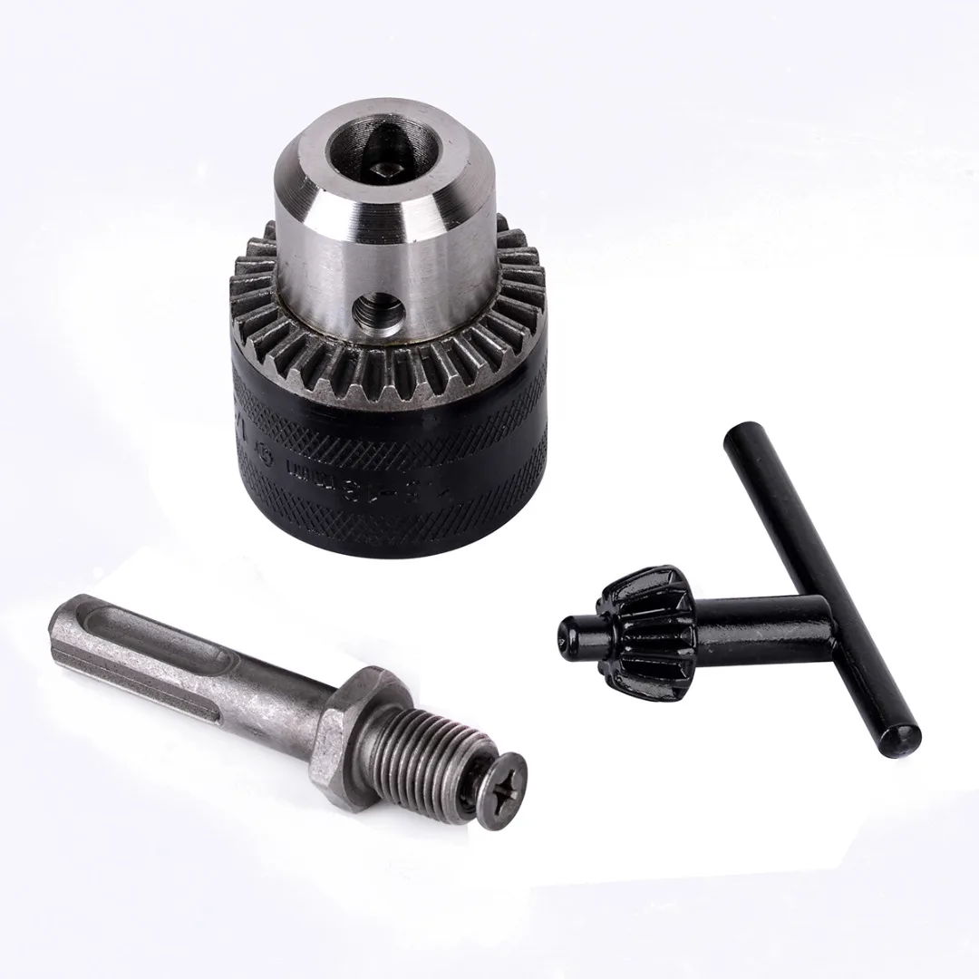 New Metal Rotary Hammer Drill Chuck Adapter 1.5-13mm 1/2 inch - 20UNF High Precision Thread With SDS Plus + Key Kit