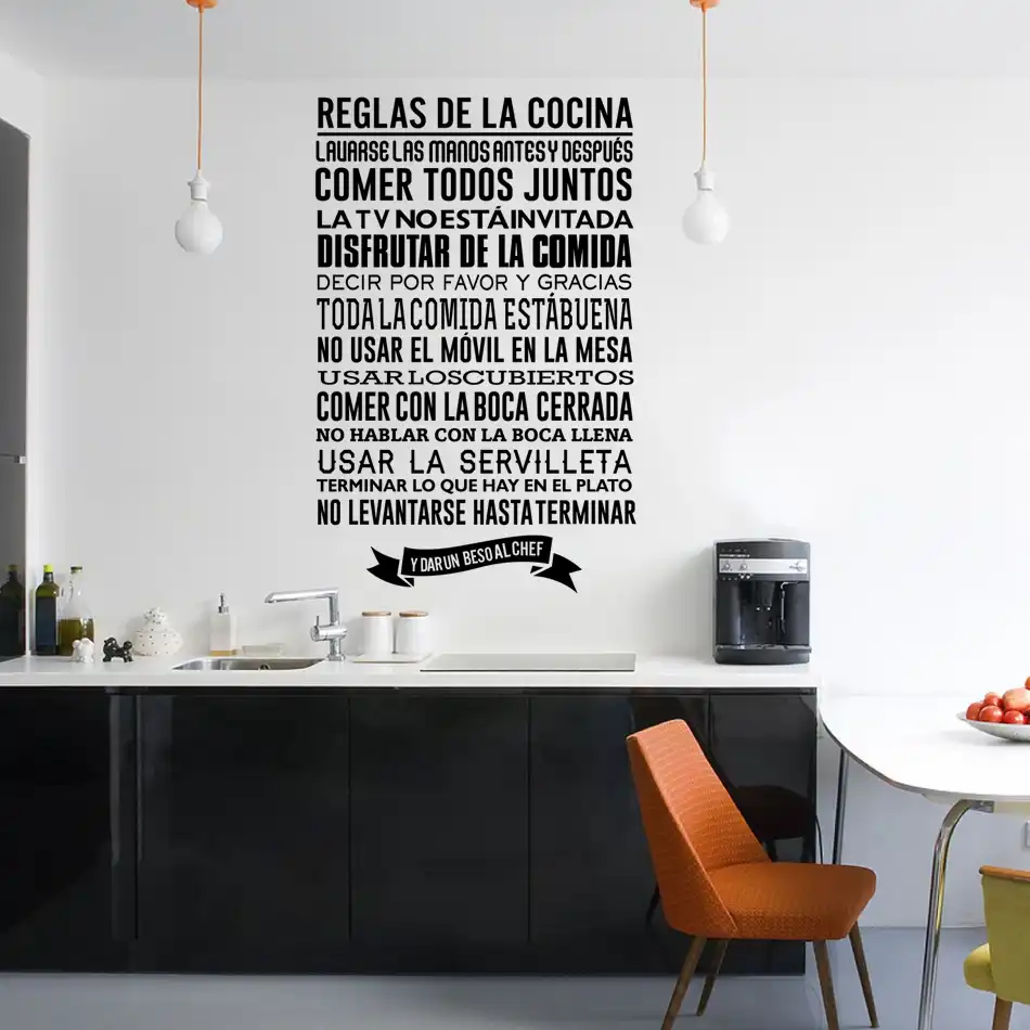 Spanish Wall Sticker Mural Kitchen Rules Diy Vinyl