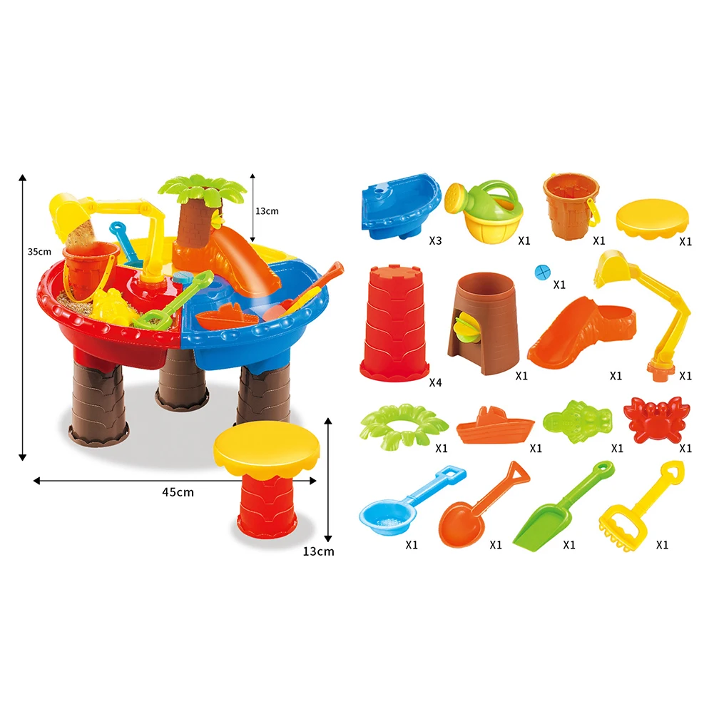 Summer Desk Digging Pit For Children Bucket Outdoor Kids Seaside Beach Toy Set Water Sandglass Play Sand Table Garden