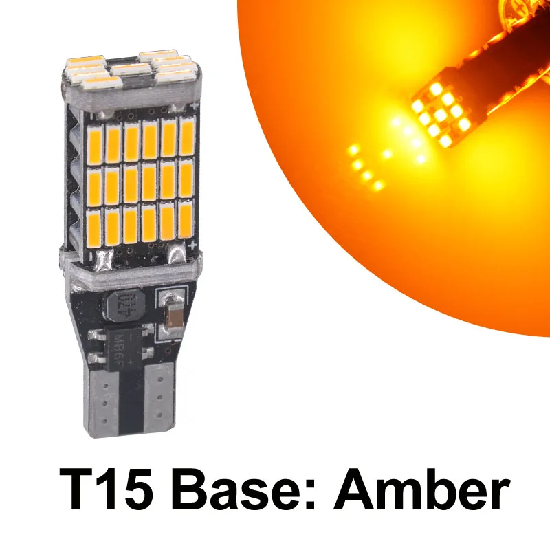 1 шт., превосходный светодиодный светильник T15 W16W 45 SMD 4014, автомобильные лампы Canbus заднего хода, стоп-светильник, резервный светильник s, лампа заднего хода - Испускаемый цвет: Amber