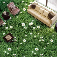 На заказ самоклеющиеся напольные фрески пасторальные растения цветы зеленая трава 3D напольная плитка обои наклейка для ванной комнаты декор для гостиной