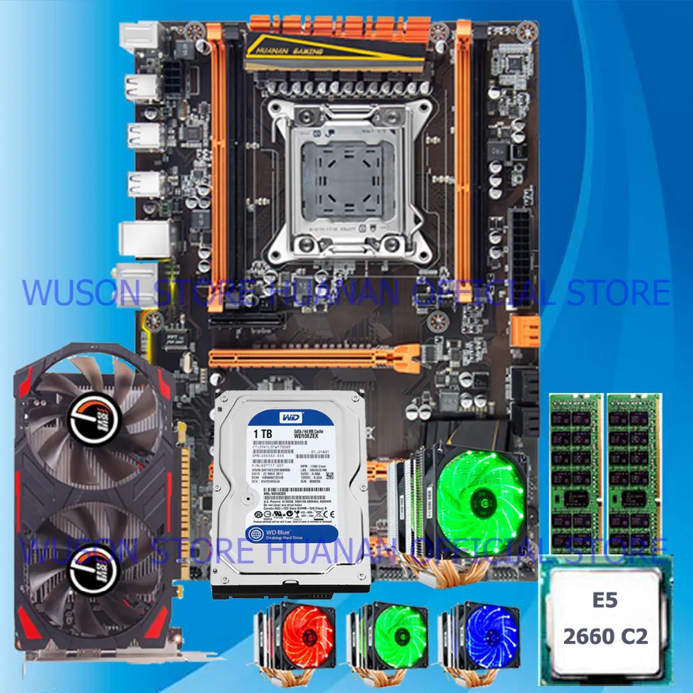 Горячая huanan Zhi deluxe X79 LGA2011 материнская плата с M.2 NVMe cpu Xeon E5 2660 2,2 GHz ram 16G(2*8G) 1 ТБ HDD GTX750Ti 2G видеокарта