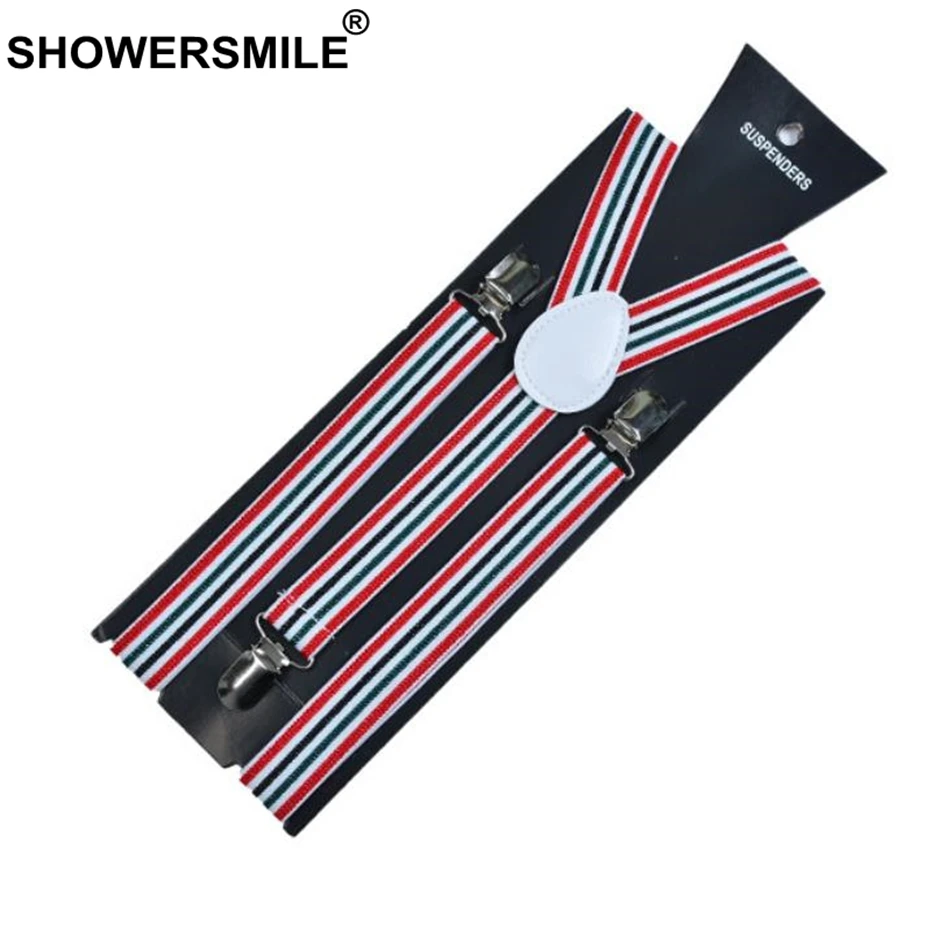 

SHOWERSMILE Suspender For Women Striped Woman Braces British Style Suspenders Female Shirt Suspender Y Back Red Black Strap Belt