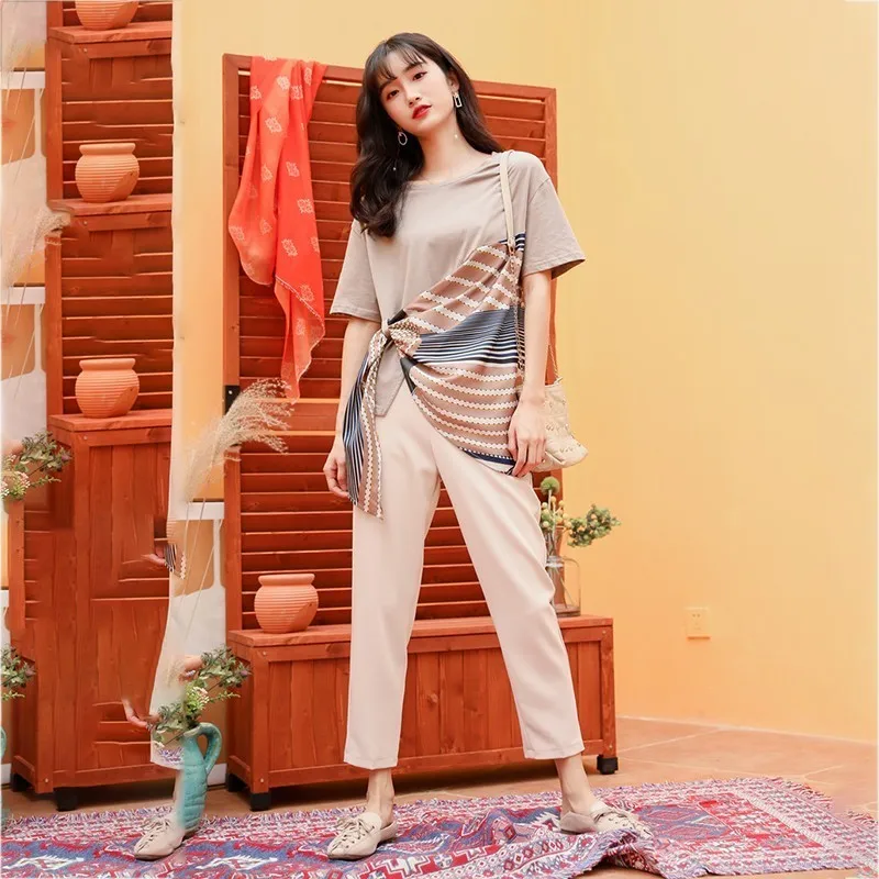 GALCAUR Irregular T-shirts Women O Neck Short Sleeve Patchwork Hit Color Asymmetrical Tops Female Summer 2020 Tide Fashion