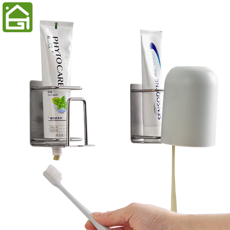 

Rustproof 304 Stainless Steel Sticker Toothbrush Holder Bathroom Toothpaste Storage Hanger