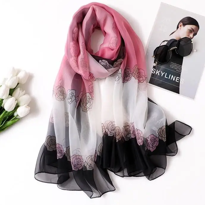 

2019 free shipping oversize Sunscreen Pareo Beach Shawl Summer Silk Scarf Women scarves bandanna foulard female cover-ups wraps