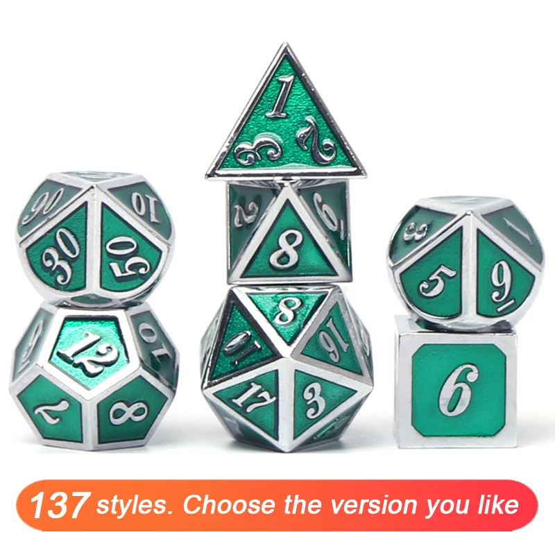 

Chengshuo dnd dice metal rpg set polyhedral dungeons dragon d20 10 6 8 table games Zinc alloy green digital wholesale customized