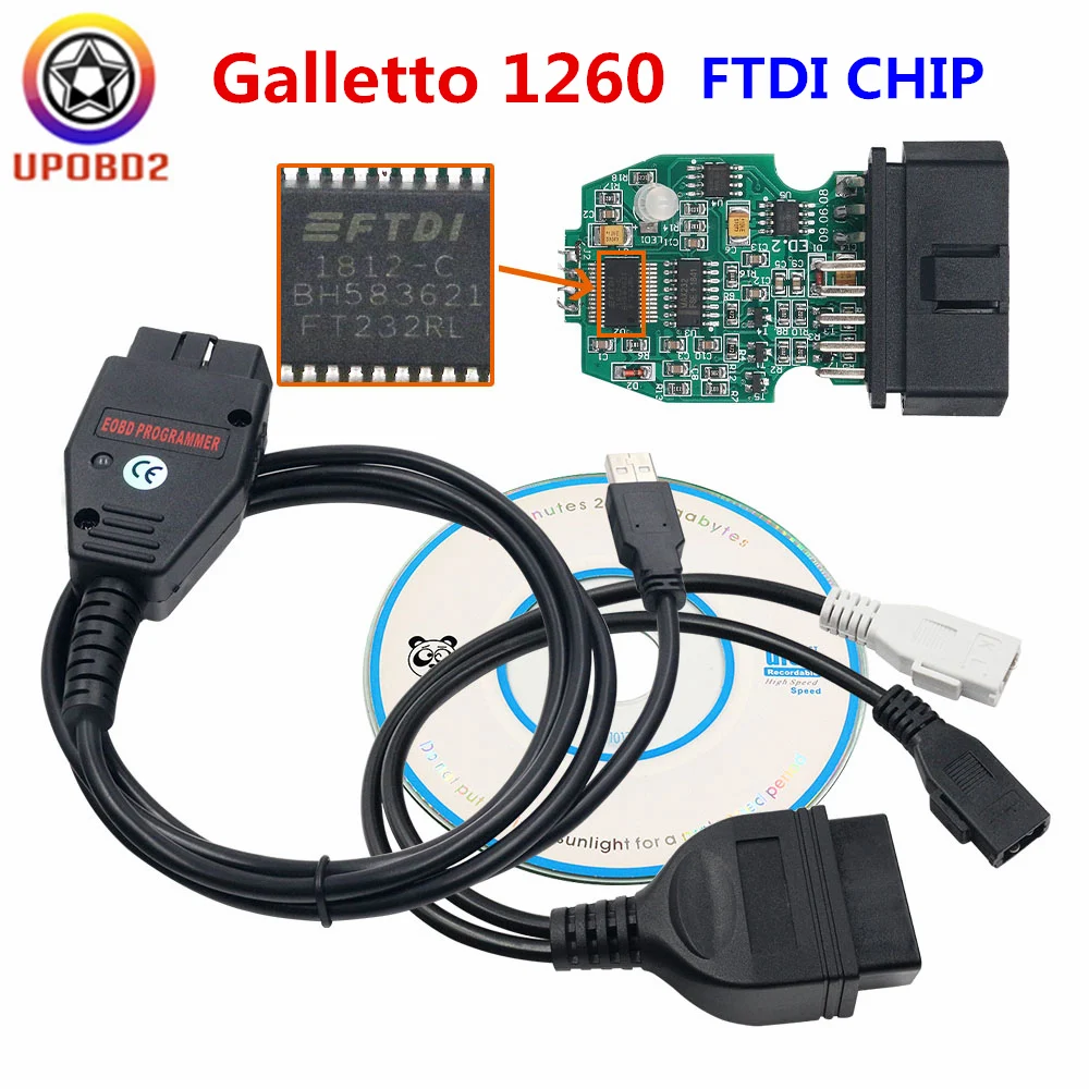 

Galletto 1260 ECU Chip Diagnostic Interface EOBD2/OBDII Galletto 1260 ECU Chip Tuning Scanner with FTDI FT232RL ECU Connector