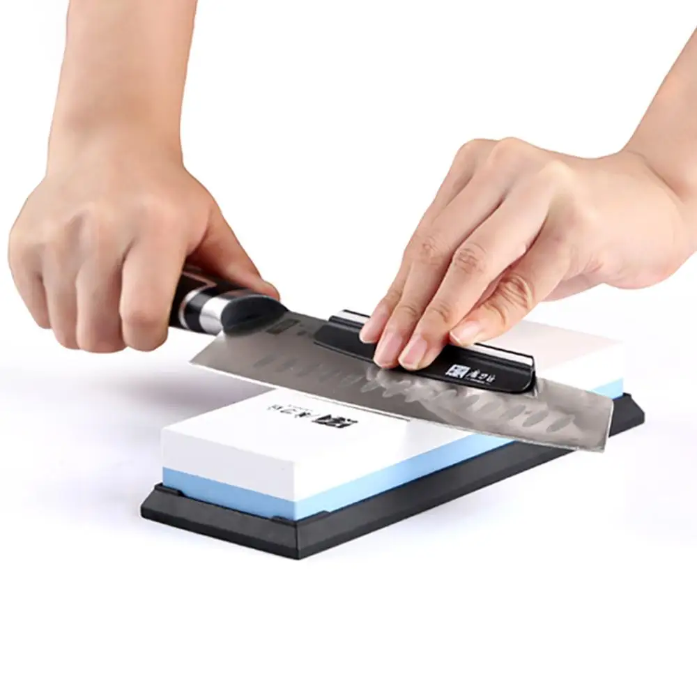 

Grinding knife Professional white corundum sharpening stone home double sided Grindstone Japanese Sharpening Tool Bamboo Base@12