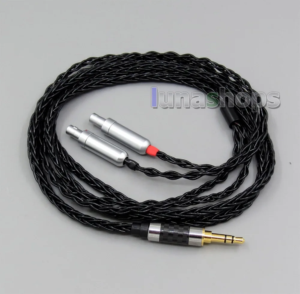 Черный 8 ядер 2,5 мм 4,4 мм 3,5 мм сбалансированный чистый посеребренный кабель для наушников для Sennheiser HD800 HD802 HD802s HD800s LN006104
