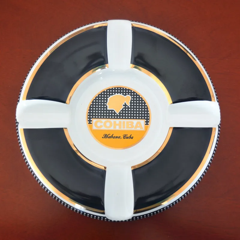 

High Quality! COHIBA High-definition fashion 4 Holder China Large Size 245*245*40mm Round Cigar Ashtray