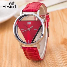 New Design Fashion Ladies Watches Elegant Hollow Triangle Watch Fashion Women Thin Leather Strap Quartz Watch