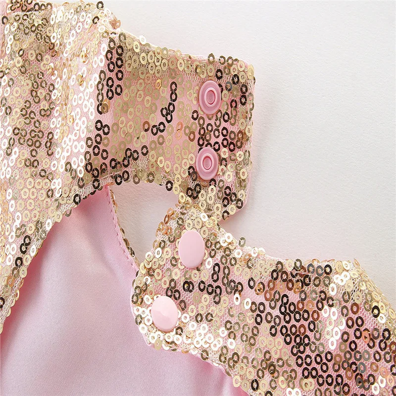 Kids Summer Dress 2019 New Flower Baby Girl Fancy Wedding Dress Lace Half Sleeve Sequins Party Dress Children Costume For 2-7Y