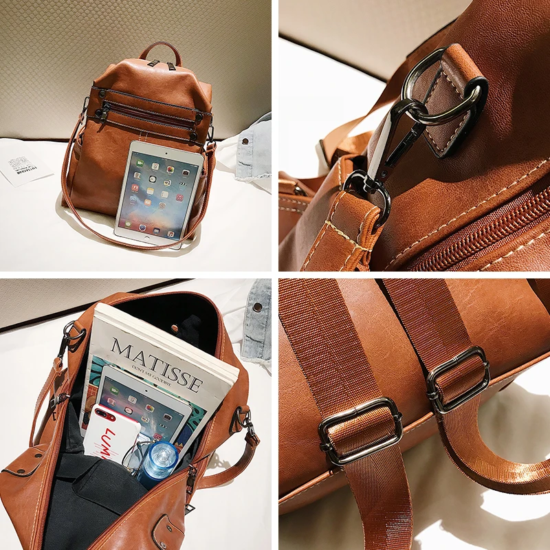 Fashion Women Rivet Backpack Pu Leather Female Backpacks School Backpack For Teenage Girls Female single shoulder bags Mochila (64)