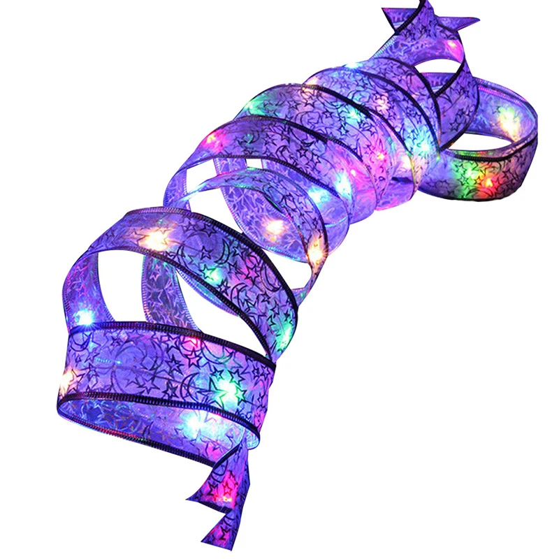 

40 Leds Ribbon Led String Lace Christmas tree Patry trendy Cloth Decor 4M 3 Colors for Party Gift Bow Box Fairy night light