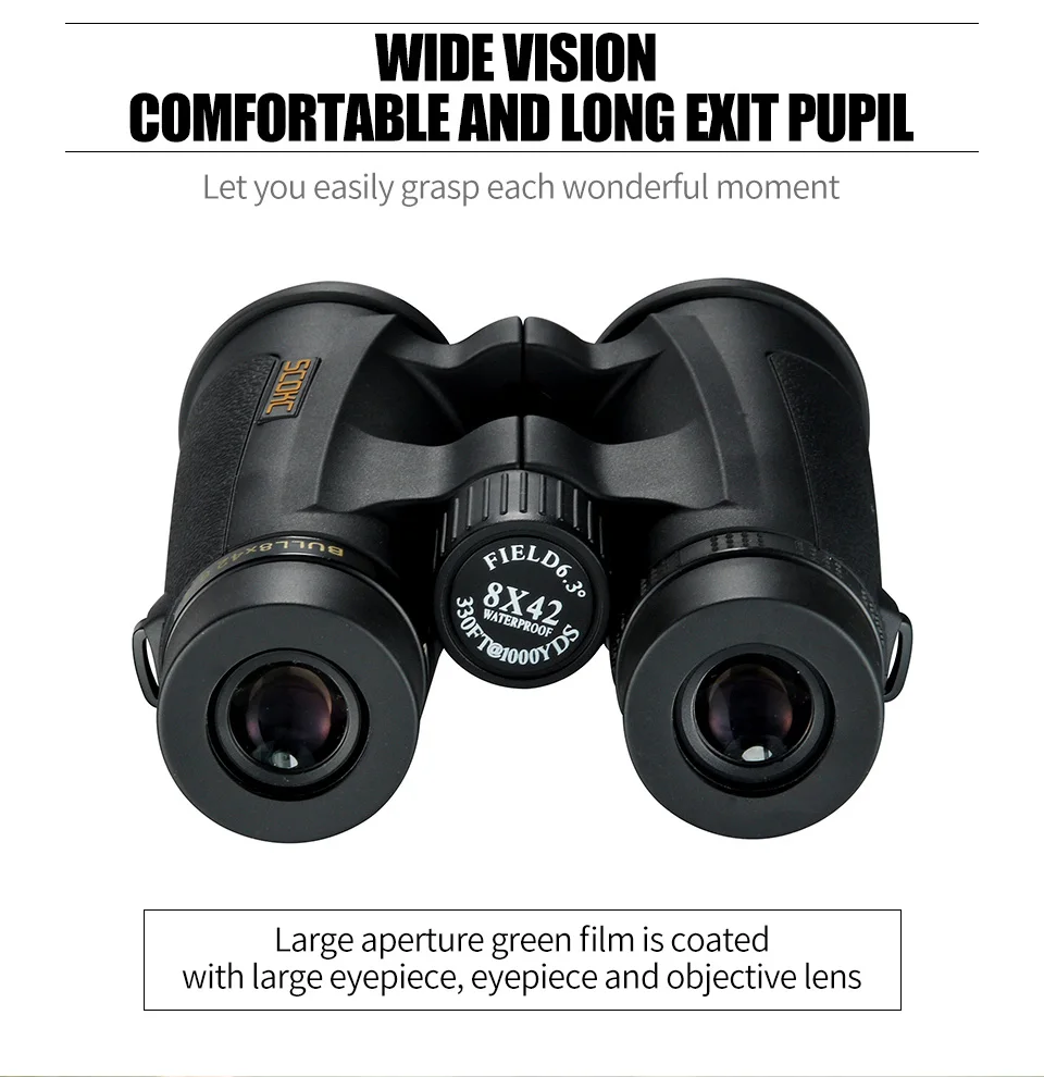 SCOKC 8x42 Compact Binoculars for Bird Watching Waterproof Bak4 Nitrogen Filled Telescope for travelling Hunting Birding